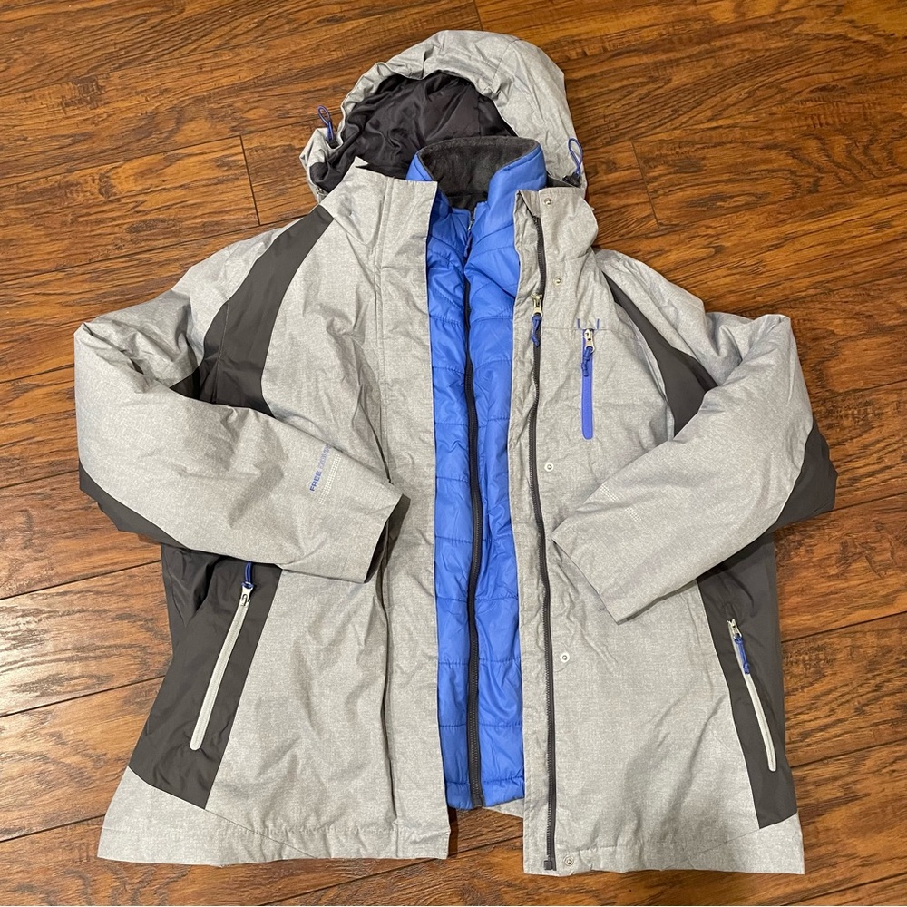 Radiance Free Country 3-1 Gray and Blue Women's Jacket Coat Size 1X
